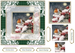 Red Christmas Robin Pyramid 7x7ins Topper 2