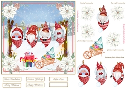Cosy Christmas Gnomes 7x7ins Decoupage Topper