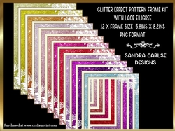 Glitter x 12 Frames size A5 Kit with Lace Filigree
