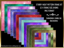 Starry Night 8x8ins Pattern 12 x Frames Kit