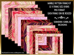 Marble Pattern 8x8ins 12 x Frames Kit 