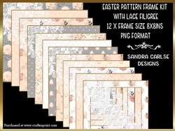 Springtime Easter Pattern 12 x 8x8ins Frames with lace filigree Kit