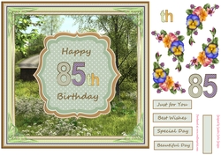 Happy 85th Birthday 8x8ins Decoupage Topper