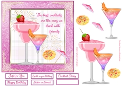 Birthday/Celebration Cocktails Decoupage 7x7ins Topper 2