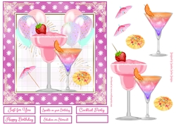 Birthday/Celebration Cocktails Decoupage 7x7ins Topper 3