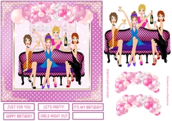 Girls Night Out Decoupage 7x7ins Topper 1