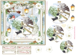 Christmas Vintage Baubles Decoupage 7x7ins Topper 1