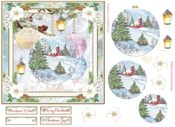 Christmas Vintage Baubles Decoupage 7x7ins Topper 3