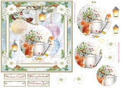 Christmas Vintage Baubles Decoupage 7x7ins Topper 4