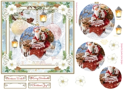 Christmas Vintage Baubles Decoupage 7x7ins Topper 6