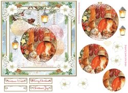 Christmas Vintage Baubles Decoupage 7x7ins Topper 10