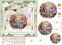 Christmas Vintage Baubles Decoupage 7x7ins Topper 12