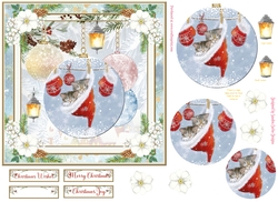 Christmas Vintage Baubles Decoupage 7x7ins Topper 15