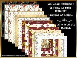 Christmas Pattern 12 x 8x8ins Frames Kit