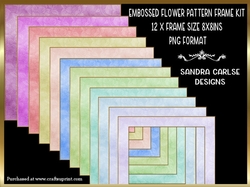 Embossed Floral Pattern 12 x 8x8ins Frames Kit 