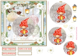 Christmas Vintage Baubles Decoupage 7x7ins Topper 20