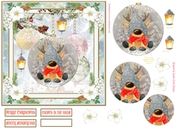Christmas Vintage Baubles Decoupage 7x7ins Topper 22