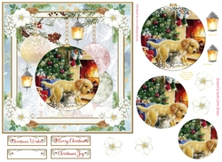 Christmas Vintage Baubles Decoupage 7x7ins Topper 23