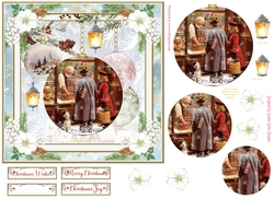 Christmas Vintage Baubles Decoupage 7x7ins Topper 25
