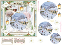Christmas Vintage Baubles Decoupage 7x7ins Topper 26