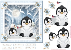 Image of cup1120858_719 - Christmas Penguins 7x7ins Decoupage Topper 1