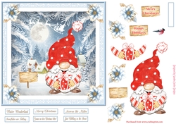 Christmas Gnome 7x7ins Decoupage Topper 1