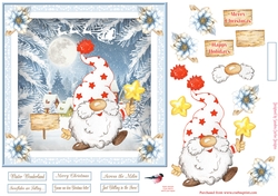 Christmas Gnome 7x7ins Decoupage Topper 3