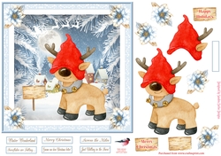 Christmas Gnome 7x7ins Decoupage Topper 6