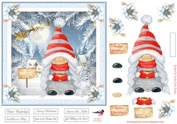 Christmas Gnome 7x7ins Decoupage Topper 7