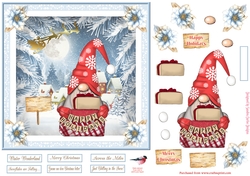 Christmas Gnome 7x7ins Decoupage Topper 8