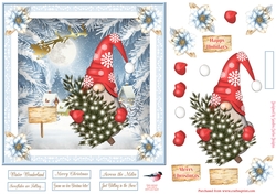 Christmas Gnome 7x7ins Decoupage Topper 9
