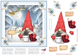 Christmas Gnome 7x7ins Decoupage Topper 10