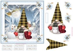 Christmas Cornish Tartan Gnome 7x7ins Decoupage Topper 2