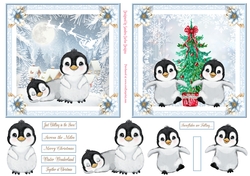 Christmas Happy Penguins 5.5 x 5.5ins Toppers