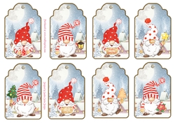 Christmas Gnomes x 8 Gift Tags