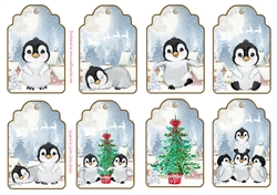 Happy Christmas Penguins x 8 Gift Tags