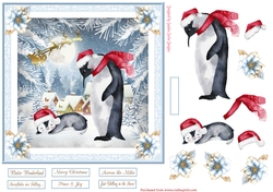 Christmas Penguins 7x7ins Topper 2