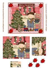 Christmas Morning Pyramid & Decoupage Topper
