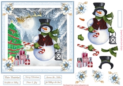 Christmas Snowman Fun 7x7ins Decoupage Topper 6