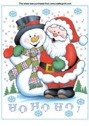 Christmas Santa & Snowman A4 Card Front