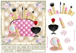 Makeup bag Pink & Gold Decoupage 7x7ins Topper 5