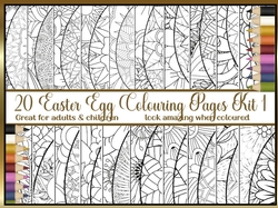 Easter Egg 20 x A4 colouring pages kit 1