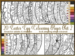 Easter Egg 20 x A4 colouring pages kit 2