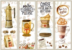 Coffee Time 4 x Bookmarks approx: 2.80 x 8.00ins (large)