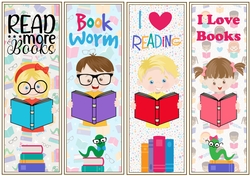 I love reading children 4 x bookmarks sheet 2