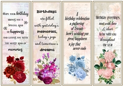 Floral Birthday 4 x Bookmarks 4
