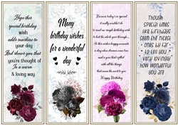 Floral Birthday 4 x Bookmarks 6