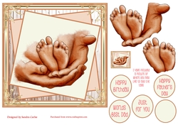 Dads hands Birthday/Fathers Day Decoupage 7x7ins Topper 1