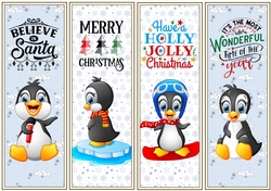 Christmas Penguins 4 x Bookmarks 1