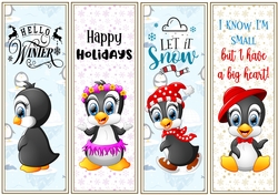 Christmas Penguins 4 x Bookmarks 2